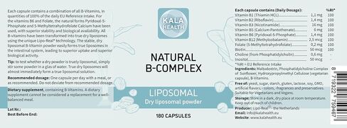 KALA HEALTH Natural Liposomal B Complex Capsules with All 6 Important B Vitamins (60) in Saudi Arabia
