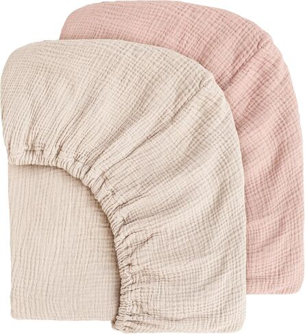 Muslin Cotton Crib Sheets - Neutral Fitted Sheets for Standard Crib& Toddler Mattress Soft and Breathable Baby Sheets for Boys and Girls - 28"x52" in Saudi Arabia