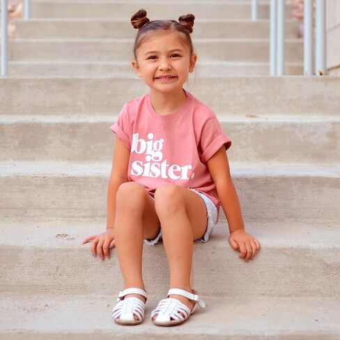 Bold Big Sister Colorful Sibling Reveal Announcement T-Shirt for Baby and Toddler Girls Sibling Outfits in Kuwait