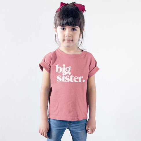 Bold Big Sister Colorful Sibling Reveal Announcement T-Shirt for Baby and Toddler Girls Sibling Outfits in Kuwait