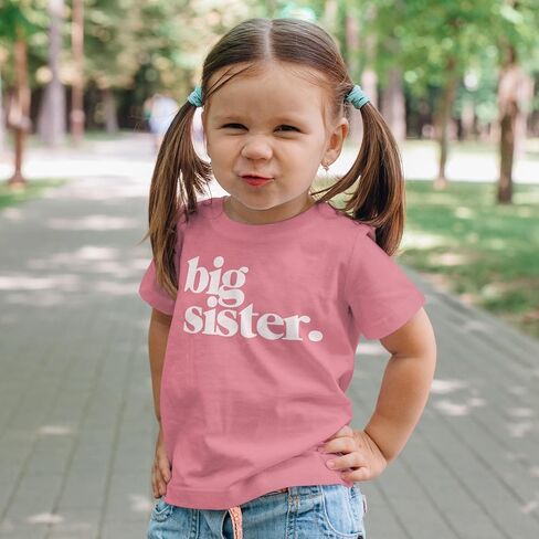 Bold Big Sister Colorful Sibling Reveal Announcement T-Shirt for Baby and Toddler Girls Sibling Outfits in Kuwait
