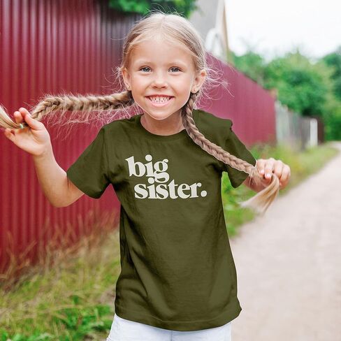 Bold Big Sister Colorful Sibling Reveal Announcement T-Shirt for Baby and Toddler Girls Sibling Outfits in Kuwait