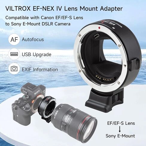VILTROX EF-NEX IV Lens Adapter, Auto-Focus EF to E Mount Ring Lens Automatic Converter Control Ring Compatible with Canon EF/EF-S Lens to Sony E Mount Camera NEX A9II A7III A9 A7RIII A7RII A7R A7m3 in Saudi Arabia