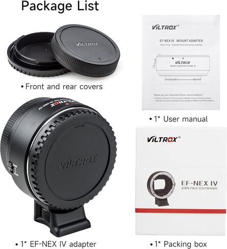 VILTROX EF-NEX IV Lens Adapter, Auto-Focus EF to E Mount Ring Lens Automatic Converter Control Ring Compatible with Canon EF/EF-S Lens to Sony E Mount Camera NEX A9II A7III A9 A7RIII A7RII A7R A7m3 in Saudi Arabia
