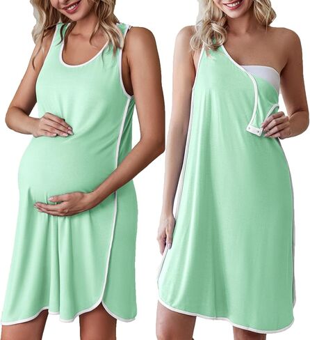 Ekouaer Labor and Delivery Gown for Hospital 3 in 1 Nursing Dress Sleeveless Maternity Snap Button Breastfeeding Nightgown in Saudi Arabia