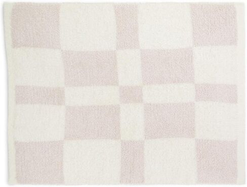 Barefoot Dreams, Unisex, CozyChic® Checkered Stroller Blanket (Infant), Moonbeam/Cream, Baby in Kuwait
