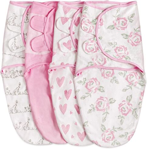 Organic Baby Swaddle Sleep Sacks, 4-Pack for Newborns Baby Essentials | 100% Organic cotton swaddling blanket, Oeko-TEX Certified, Adjustable baby sleep sack 0-3 months, Newborn essentials in Saudi Arabia