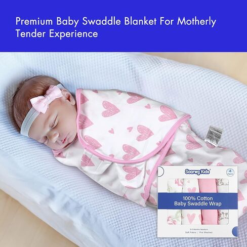 Organic Baby Swaddle Sleep Sacks, 4-Pack for Newborns Baby Essentials | 100% Organic cotton swaddling blanket, Oeko-TEX Certified, Adjustable baby sleep sack 0-3 months, Newborn essentials in Saudi Arabia