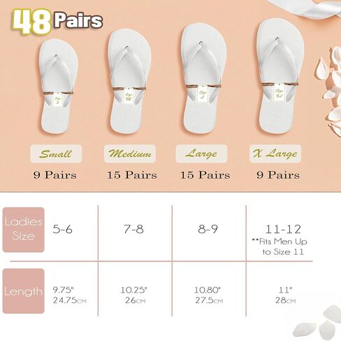 Bulk Flip Flops for Weddings, 48 Pairs, Reception Guest Slippers, Men Women Destination Beach Pool Wholesale Pack in Kuwait
