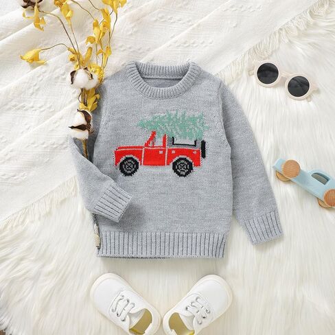 Baby Toddler Girl Boy Sweaters Long Sleeve Knit Christmas Sweater Chunky Crewneck Pullover Tops Winter Clothes in Saudi Arabia