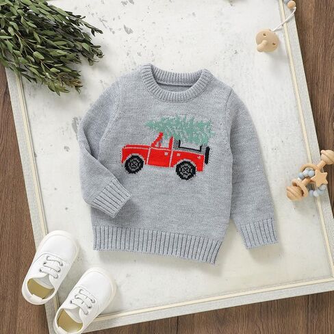 Baby Toddler Girl Boy Sweaters Long Sleeve Knit Christmas Sweater Chunky Crewneck Pullover Tops Winter Clothes in Saudi Arabia