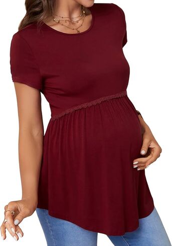 Women's Maternity Tops Short Sleeve T Shirts Pregnancy Clothes Maternity Blouses for Women in Saudi Arabia