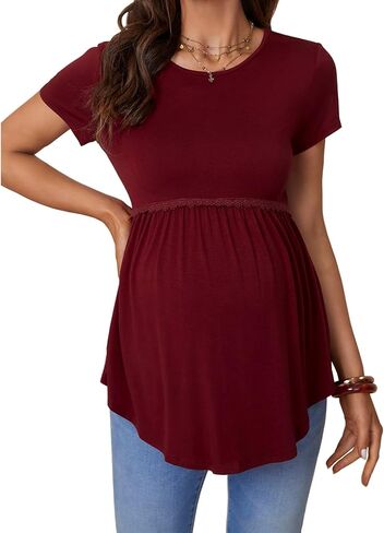 Women's Maternity Tops Short Sleeve T Shirts Pregnancy Clothes Maternity Blouses for Women in Saudi Arabia