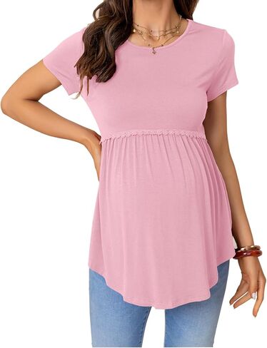 Women's Maternity Tops Short Sleeve T Shirts Pregnancy Clothes Maternity Blouses for Women in Saudi Arabia