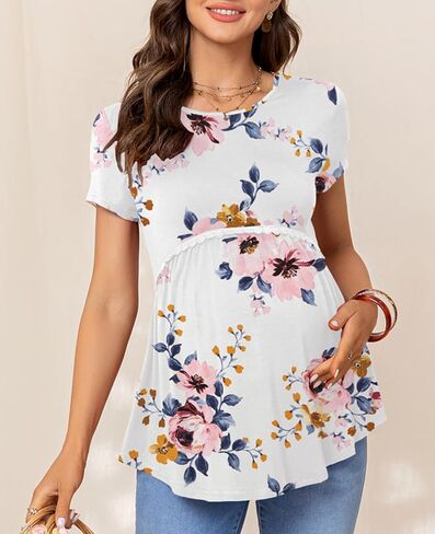 Women's Maternity Tops Short Sleeve T Shirts Pregnancy Clothes Maternity Blouses for Women in Saudi Arabia