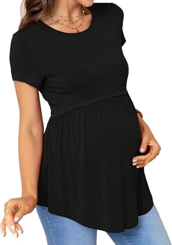 قمصان الحمل النسائية قصيرة الأكمام، ملابس الحمل، بلوزات الأمومة للنساء in Kuwait