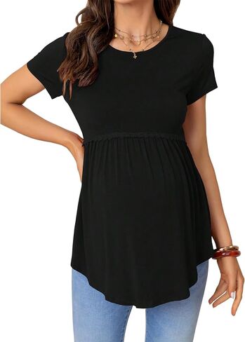 قمصان الحمل النسائية قصيرة الأكمام، ملابس الحمل، بلوزات الأمومة للنساء in Kuwait