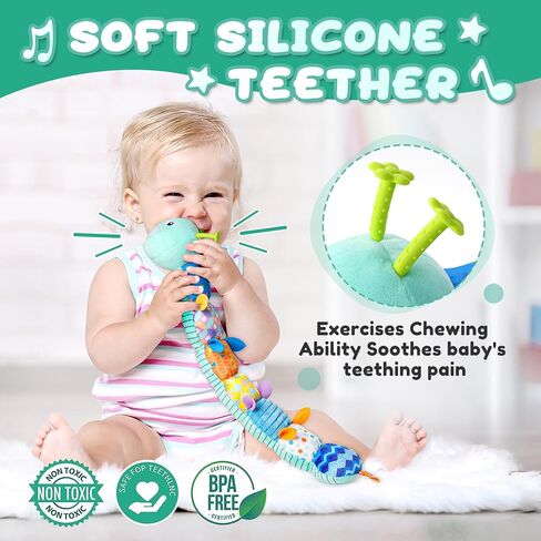 ألعاب الأطفال من 0 إلى 6 إلى 12 شهرًا، ألعاب أنشطة الحيوانات المحشوة الموسيقية للرضع مع تجعيد متعدد الحواس، خشخيشات، هدايا ألعاب للفتيات الصغيرات لوقت البطن لحديثي الولادة، كاتربيلر، وردي in Kuwait