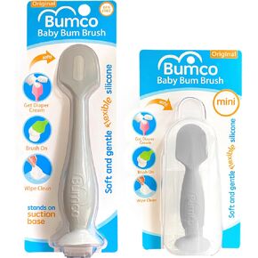Bumco Baby Bum Brush + Mini Diaper Cream Spatula with Case - BPA-Free Butt Spatula Baby, Soft Diaper Spatula, Baby Diaper Cream Applicator, Mom-Invented Diaper Bag Essentials, Butt Spatula
