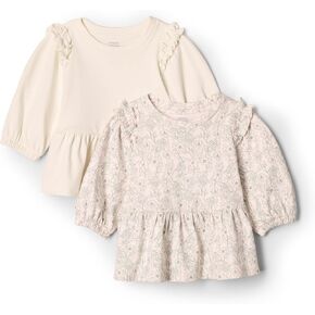 Amazon Essentials x Sofia Grainge Toddlers and Baby Girls' 3/4 Sleeve Knit Top, Pack of 2