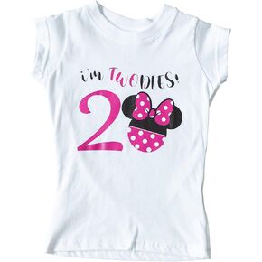 Luke and Lulu 2nd Birthday Girl Outfit for 2 Years Old - AfroPuff, Leopard, PinkGold, Mouse, Flutter - Birthday Girl Shirt
