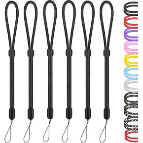 Hand Wrist Strap Lanyard, 6 Pack 9.5inch Adjustable Nylon Wristlet Straps Keychain String for Cell Phone Case Holder, AirPods Pro 2 2022, Camera, Key, GoPro, USB Drive, Ski Glove(Black)