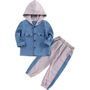 Fuermos Toddler Boy Clothes Fall Outfit Long Sleeve Hooded Tops and Pants 2Pcs Boys Winter Outfits 2-6T