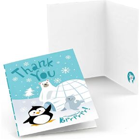 Big Dot of Happiness Arctic Polar Animals - Winter Baby Shower or Birthday Party Thank You Cards (8 Count)