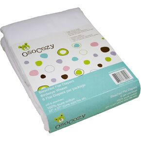 OsoCozy Unbleached Birdseye Flat Cloth Diapers (6 Pack) - 27 x 27 Inches, One-Layer Flat Cloth Baby Nappies Made of Soft, Durable 100% Birdseye Weave Cotton…