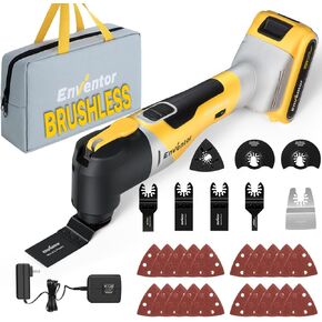 ENVENTOR Brushless Oscillating Multitool, 20V Cordless Oscillating Saw with 28 pcs Accessories, 6 Variable Speeds, 4° Oscillation Angle, Fast Charger Oscillating Tool for Trimming, Sanding, Cutting