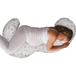 Boppy Total Body Pregnancy Pillow – Gray Wispy Leaves – Body Pillow for Prenatal & Postpartum Support – Removable Pregnancy Pillow Cover Included