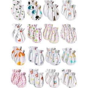 Newborn Baby Mittens No Scratch Baby Gloves Unisex Baby Gloves for 0-6 Months Baby Boys Girls (17 Pairs)