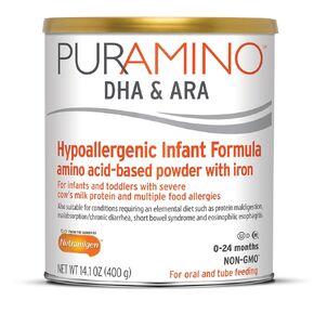 PurAmino Hypoallergenic Infant Drink, for Severe Food Allergies, Omega-3 DHA, Iron, Immune Support, Powder Can, 14.1 Oz (4 Count)