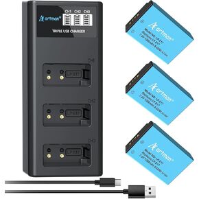 Artman 3-Pack LP-E17 Batteries 1300mAh and 3-Channel LCD Charger Pack for Canon EOS RP R10 R8 R50 Rebel T6i T7i T8i T6s SL2 SL3 EOS M3 M5 M6 200D 77D 750D 760D 800D 8000D KISS X8i Camera
