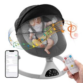 Baby Swing for Infants,Electric Bouncer for Babies,Portable Swing for Baby Boy Girl,Indoor Baby Rocker with 5 Sway Speeds,Music and Bluetooth