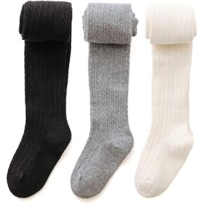 EPEIUS Baby Girl Tights Thick Cable Knit Leggings Seamless Cotton Toddler Girls Stockings School Tights for 2T-12 Years