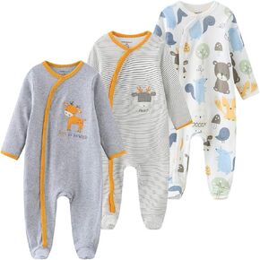 Kiddiezoom Baby Footed Cotton One-Piece Romper Jumpsuit Pajamas