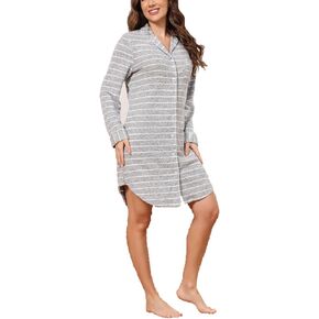 Pabumbubu Nightgowns for Women Long Sleeve Button Down Sleep Shirts Boyfriend Nightshirt Nursing Pajamas Sleepwear