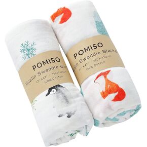 Muslin Swaddle Blankets for Boys and Girls, Soft Cotton Baby Swaddle Blankets for Unisex, 47 X 47 inches Muslin Swaddles, 4 Pack Leaves & Warmth Colors