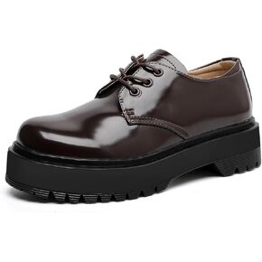 MEMON Womens Black Oxford Shoes,Vintage Oxford Platform Shoes for Women,Low Heel Lace up Chunky Platform Oxfords,Comfort Dress Shoes