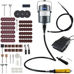 780W Flex Shaft Rotary Tool, 500-25000RPM Flexible Shaft Grinder Kits with Variable Speed Foot Pedal and 110pcs Accessories for Grinding Polishing Sanding Deburring Cutting Buffing Finishing
