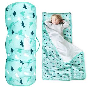 Toddler Nap Mat with Pillow and Blanket 50" x 21" x 1.5", Nap Mat for Boys Girls Super Soft and Cozy, Kids Sleeping Bag for Preschool, Daycare, Toddler Sleeping Bag, Blue