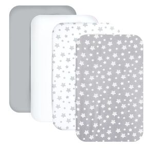 Mini Crib Sheets Fitted 4 Pack for Girls (38" X 24"), Compatible with Dream on Me, Delta Porta Crib and Arms Reach Ideal Cosleeper, Pink