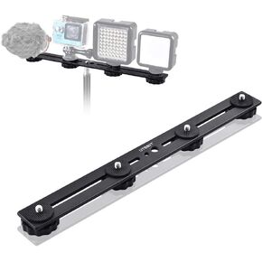 UTEBIT 11 inch Flash Bracket, Long Dual Camera Mount Flash Bracket Extension Bar with 1/4“ Hot Shoe, Straight Flash Brackets 1/4- 3/8 Thread Hole Tripod Mount for Camera/LED Light/Microphone