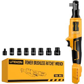 Cordless Ratchet Wrench 74ft-lbs Compatible with 𝗗𝗘-𝗪𝗔𝗟𝗧 20V Max Battery (No Battery), 3/8-inch 500 RPM Brushless Power Ratchet Wrench