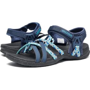 MEGNYA Hiking Sandals for Women, Comfortable Walking Sandals Hook Loop Strap, Sports Lightweight Slides