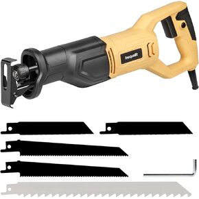 6Amp Reciprocating Saw, 3000SPM Variable Speed Corded Reciprocating Saw with 4/5" Stroke Length, 4-1/2" Max Cutting Depth for Wood, Soft Metal, and PVC Pipes Cutting