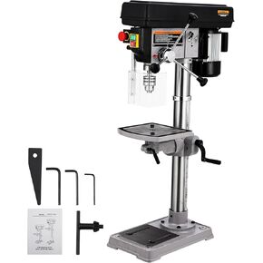 13 in Benchtop Drill Press, 7.5 Amp 120V Pure Copper Motor with Swing-away Safety Guard, 288-3084 RPM Variable Speed, 0-45°Tilting Worktable, Tabletop Drilling Machine for Wood Metal