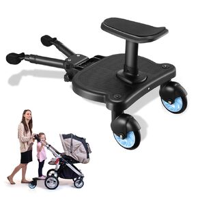 Universal Stroller Board, 2 in1 Sit and Stand Stroller Glider Board with Detachable Seat, Suitable for 99% of Strollers, Stroller Accessories for 2-6-year-old Children, Max Load 55lbs (Blue)
