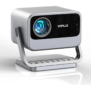 [Netflix Officially & AI Auto Focus] VOPLLS 4K Projector with WiFi and Bluetooth, 3D DoIby Audio & Auto Keystone Video Projector, 600 ANSI Outdoor Movie Projector, 50% Zoom, MAX 300''Display(Grey)